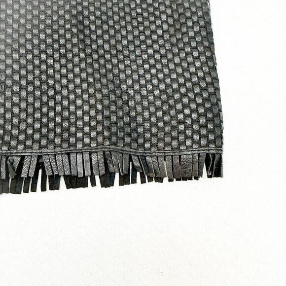 Max Studio Special Edition Woven Leather Skirt Fringe Hem Size 2 - Picture 2 of 5